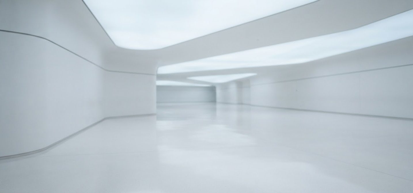 Bright white clean-room style interior