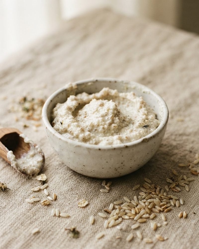 Rice wash-off mask texture with rice grains