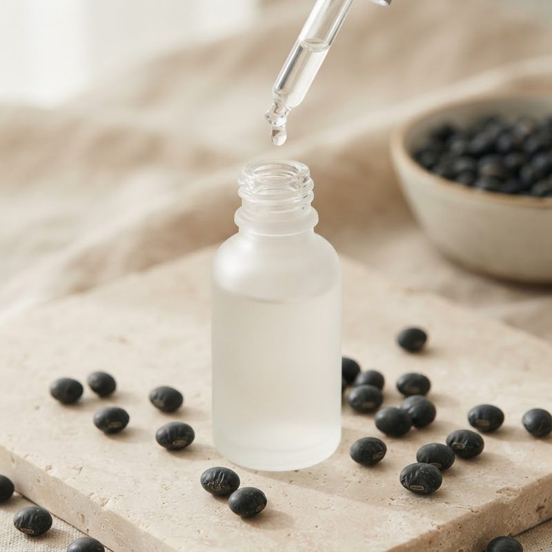 Serum dropper bottle with Korean black soybeans for the Firming Bean Serum formula